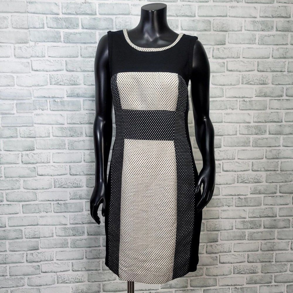 Anthropologie Yoana Baraschi Womens 10 Knit Polka Dot Sheath Dress Sleeveless